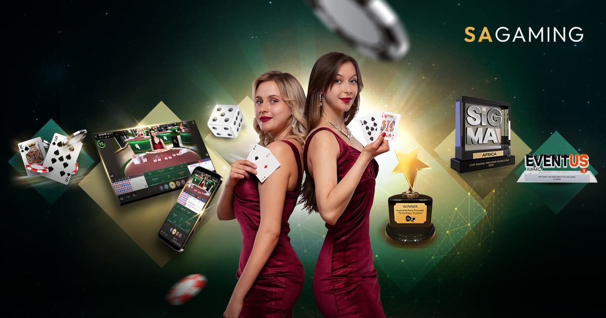 Fish Prawn Crab in Gold letters accompanied by desktop and mobile interface of the online casino game with live dealer.